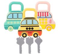GOOHOCHY 3Pcs Lock and Key for Preschool Car Including School Bus Bus Ice Cream Truck Educational Problem-solving Gift for Ages