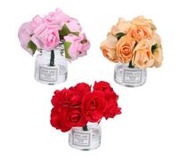 GOOHOCHY 3pcs Miniature Vase Nordic Style Glass Rose Ornaments for Dollhouse Decoration High-transparency Small Flower Bouquet Models with Elegant Nordic Design for Tiny Houses DIY Micro