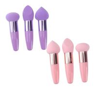 GOOHOCHY 3pcs Purple Multifunctional Cosmetic Makeup Pens with Double-end Face Powder Sponges Wet and Dry Dual-use Makeup Puff Set