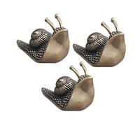 GOOHOCHY 3pcs Retro Brass Snail Figurines Mini Animal Statues Handcrafted Antique Paperweight Feng Shui Tea Pet Decorative Art for Home Office Desk Display