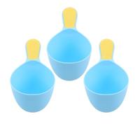 GOOHOCHY 3pcs Shampoo Rinser Cups with Anti-Slip Grip Ergonomic Newborn Bath Water Scoops for Gentle Hair Washing Safe Soft Material Shower Essentials in Blue