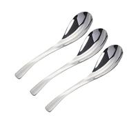 GOOHOCHY 3pcs Stainless Steel Soup Spoons Set Medium Size, Dishwasher Safe Thickening Meal Spoons with Comfortable Modern Design, for Work Lunch and Bar Use