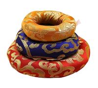 GOOHOCHY 3pcs Tibetan Singing Bowl Cushion Embroidered Mat with Decorative Pattern Suitable for Buddhist Sound Bowls