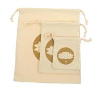 GOOHOCHY 3pcs Tibetan Singing Bowl Pouch Set with Cotton Linen Drawstring Bags, Buddhist Sound Bowl Storage Carrying Bags in Three Sizes for Meditation and Yoga Use