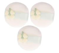 GOOHOCHY 3pcs White Four Leaf Shamrock round Plush Makeup Applicator Set, Washable and High Powder Grasp Cosmetic Pads for On-the-go Touchups and Settings