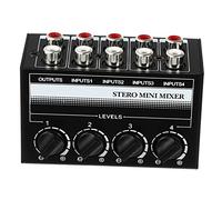GOOHOCHY 4 Channel Stereo Audio Mixer, Mini Passive Sound Mixing Controller with Individual Volume Control, 4 Input 1 Output for Phone, Desktop Computer, Club and Small Stage