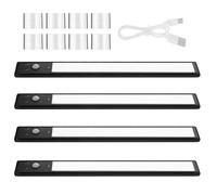 GOOHOCHY 4 Pcs Black LED Under Cabinet Lights Motion Sensor Human Induction Night Lights for Kitchen and Wardrobe Interior Lighting