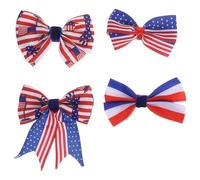 GOOHOCHY 4 Pcs Independence Day Hair Bow Clips with American Flag Star-spangled Banner Print, Lightweight Cloth and Iron Material, Easy to Match Hair Accessories for Occasions and Stage