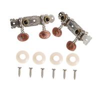 GOOHOCHY 4-String Ukulele Tuning Pegs Set Brown Round Head Dual Hole Steel Shaft Music Accessories Compatible Ukulele Strings