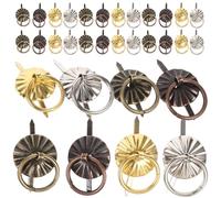 GOOHOCHY 40pcs Mini Metal Ring Pull Handles Set for Cabinet Drawers, Antique Style Small Round Drawer Knobs in Bronze, Copper, Silver, and Gold, Decorative Cupboard Door Handles for