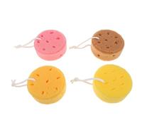GOOHOCHY 4pcs Bath Sponge Set, Soft Round Sponges with Ergonomic Design, Gently Remove Dirt and Dead Skin, Easy to Hang and Store, for Household Bathroom and Daily Shower Use