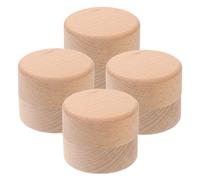 GOOHOCHY 4pcs Beech Wood Keepsake Boxes with Secure Lid Round Small Jewelry and Trinket Holders Dustproof Storage for Teeth Engagement Rings and Wedding Favors Gender-Neutral Cases