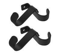 GOOHOCHY 4pcs Black Metal Curtain Rod Support Brackets for Ceiling Mount, Iron Drapery Rod Holders with Hooks for Home Living Room and Bedroom Window Treatment