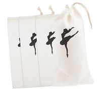 GOOHOCHY 4Pcs Canvas Dance Shoe Bags with Drawstring Durable Ballet Pouch for Pointe Shoes Accessories and Storage Capacity for Dance Class Organization