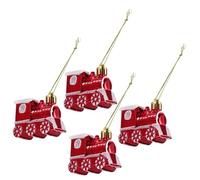 GOOHOCHY 4pcs Christmas Tree Hanging Ornaments Cartoon Train Shaped Xmas Decorations Bright Red Pendants Compact Lightweight for Home Office Shop Bar Party