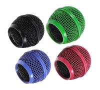 GOOHOCHY 4pcs Colored Mesh Microphone Grille Covers for Mic Accessories, Metal Wire Mesh Replacement Grill Heads in Green, Sky, Pink, and Black, Compatible with Wireless Microphones