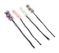 GOOHOCHY 4pcs Flower Hair Bun Maker for Women Comfortable Mesh Yarn Amp Cloth Material Elegant Donut Style Hair Curler Versatile DIY Updo Tool in Yellow Pink Gray Purple