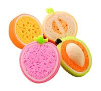 GOOHOCHY 4pcs Fruit Shaped Sponge for Bathing with Soft Sponge Material for Suitable for Home Bathroom Use and Shower Bath Accessories
