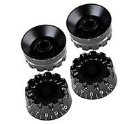 GOOHOCHY 4pcs Guitar Volume Knobs Black White Letters Guitar Knobs for Electric Bass
