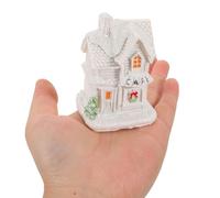 GOOHOCHY 4pcs Lighted Mini Christmas Village Houses Resin Ornaments for Tabletop Micro Landscape Holiday Decor Miniature Fairy Garden Figurines for Xmas Dollhouse