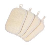 GOOHOCHY 4pcs Mesh Pouf Men Body Scrub Natural Exfoliating Loofah Body Scrubber Face Loofah Spa Scrubber Back Scrubbing Towel Natural Bath Skin Smoother Beige