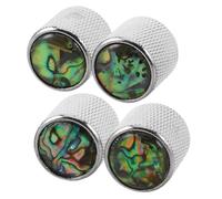 GOOHOCHY 4pcs Metal Dome Electric Guitar Knobs with Shell Inlaid Design Holes Tl Standard Bass Guitar Pedal Toppers Volume Tone Replacements for Smooth Control