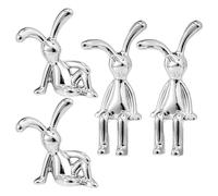 GOOHOCHY 4Pcs Mini Sitting Rabbit Figurines Electroplated Finish Lightweight Bunny Decor for Home Desk Shelf Living Room Accessories