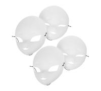 GOOHOCHY 4pcs Paintable White Fox Masks for Halloween Party DIY Costume Masks Matte PVC Blank Animal Face Covers Lightweight Breathable Masquerade Accessories for Cosplay and Drama