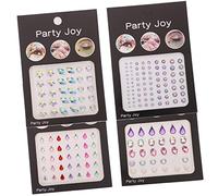 GOOHOCHY 4Sheets Face Gems Stickers Shiny Rhinestones for Women for Festivals Cosplay Halloween Parties Easy to Apply Comfortable Skin Adhesive