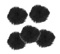 GOOHOCHY 5pcs Black Outdoor Microphone Windscreen Covers Clip-on Mic Wind Shields Windproof Furry Muff for Interview and Live Streaming Accessories