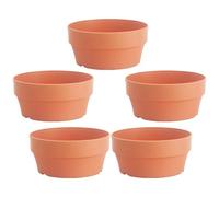 GOOHOCHY 5pcs Shallow Terracotta Plant Pots round Plastic Flower Pot Basin for Small Succulents Indoor and Outdoor Use Japanese-style Set