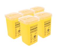 GOOHOCHY 5pcs Sharps Disposal Container Set Yellow Small Safety Disposal Bin Multi-use Barber Haircut Waste Collection Box Sharps for and Salon Use