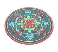GOOHOCHY 6.49x6.49In Flower Pattern Sound Bowl Mat Crystal Singing Bowl Pad Buddha Cushion Buddhist Meditation Prop Round Mat