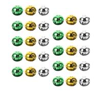 GOOHOCHY 60pcs Christmas Jingle Bells for Pet Collars 3cm Metal Tiny Bells in Silver, Gold, Green Decorative Dog Cat Collar Pendants for Holiday Craft and DIY Jewelry