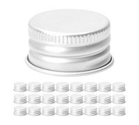 GOOHOCHY 60pcs Toner Bottle Aluminum Screw Cap Replacement Threaded Lid Leak for Glass Bottle Lotion Use Reusable Aluminium Cover Screw Top Lid for Makeup Water Refills