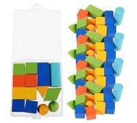 GOOHOCHY 70pcs Geometry Model Solid Shapes Geometric Blocks for Teaching Early Education Cognitive Development School Supplies