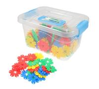 GOOHOCHY 70pcs Montessori Snowflake Building Blocks Creative Interlocking Plastic Storage Box for Early Learning and Development for Language Skills and Problem Solving