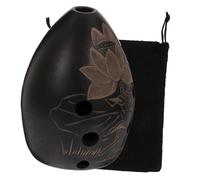 GOOHOCHY 8 Hole Pear-shaped Pottery Ocarina Music Instrument Portable Beginner Ocarina for Children and Students Protective Bag, Black-brown Patterned Folk Flute Random Color