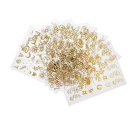 GOOHOCHY 8 Sheets Adhesive Nail Decal Chinese Character Designs Self-Adhesive Easy to Remove Assorted Color Shining Nail Art Decals for Fingernails and Toenails Random Style