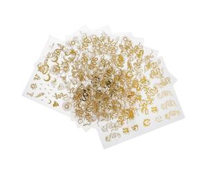 GOOHOCHY 8 Sheets Adhesive Nail Decal Chinese Character Designs Self-Adhesive Easy to Remove Assorted Color Shining Nail Art Decals for Fingernails and Toenails Random Style