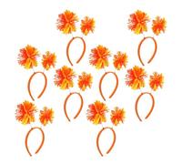 GOOHOCHY 8pcs Orange Pom Pom Headbands Set, Comfortable Fit Yarn and Plastic Hair Accessories, Longwear Festival Style Hairbands for Cosplay and Concerts, Cute and Colourful Party Hairband