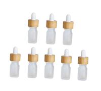 GOOHOCHY 8pcs Refillable Essential Oil Dropper Bottles with Bamboo Cap Glass Frosted Fragrance Dispense Bottles for Travel Aromatherapy Liquid Dispensing