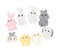 GOOHOCHY 8pcs Resin Bunny Figurines Miniature Garden Statues Rabbit Decor Cute Animal Ornaments for Dollhouse Desktop Lawn Balcony Decoration
