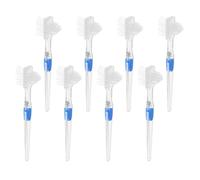 GOOHOCHY 8pcs Ultra Soft Double-Sided Denture Toothbrush for Elderly Portable Small Brush for Partial Dentures Retainers and Sensitive Gum Cleaning Lightweight Compact Oral Hygiene Tool