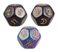 GOOHOCHY Astrological Divination Dice 3Pcs 12-Sided Zodiac Signs for Tarot Constellation Board Game Accessory