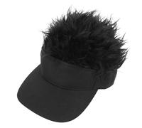 GOOHOCHY Baseball Cap with Wig Decor for Women Black Peaked Hat Duckbill Style Lightweight Outdoor Sun Protection Unisex Baseball Hat for Men and Teens Gift for Parties and Birthdays