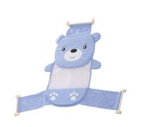 GOOHOCHY Bath Seat Support with Adjustable Mesh Bather for Newborns and Cartoon Design Shower Net Pad Portable and Space-Saving Tub Stand in Blue