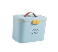 GOOHOCHY Blue Container Medicine Storage Organizer Handle, Compact Household Emergency Kit Box for Family Medicine Storage