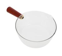 GOOHOCHY Borosilicate Glass Milk Saucepan with Acacia Handle Non-Stick Food Cooking Pot for Milk Soup Instant Noodles Lightweight One-Hand Operation Stockpot for Kitchen Use