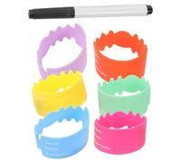 GOOHOCHY Bottle Label Cup Sleeve Silicone Bottle Labels Pen Orange Yellow Green Blue Purple for Daycare Boy Girl